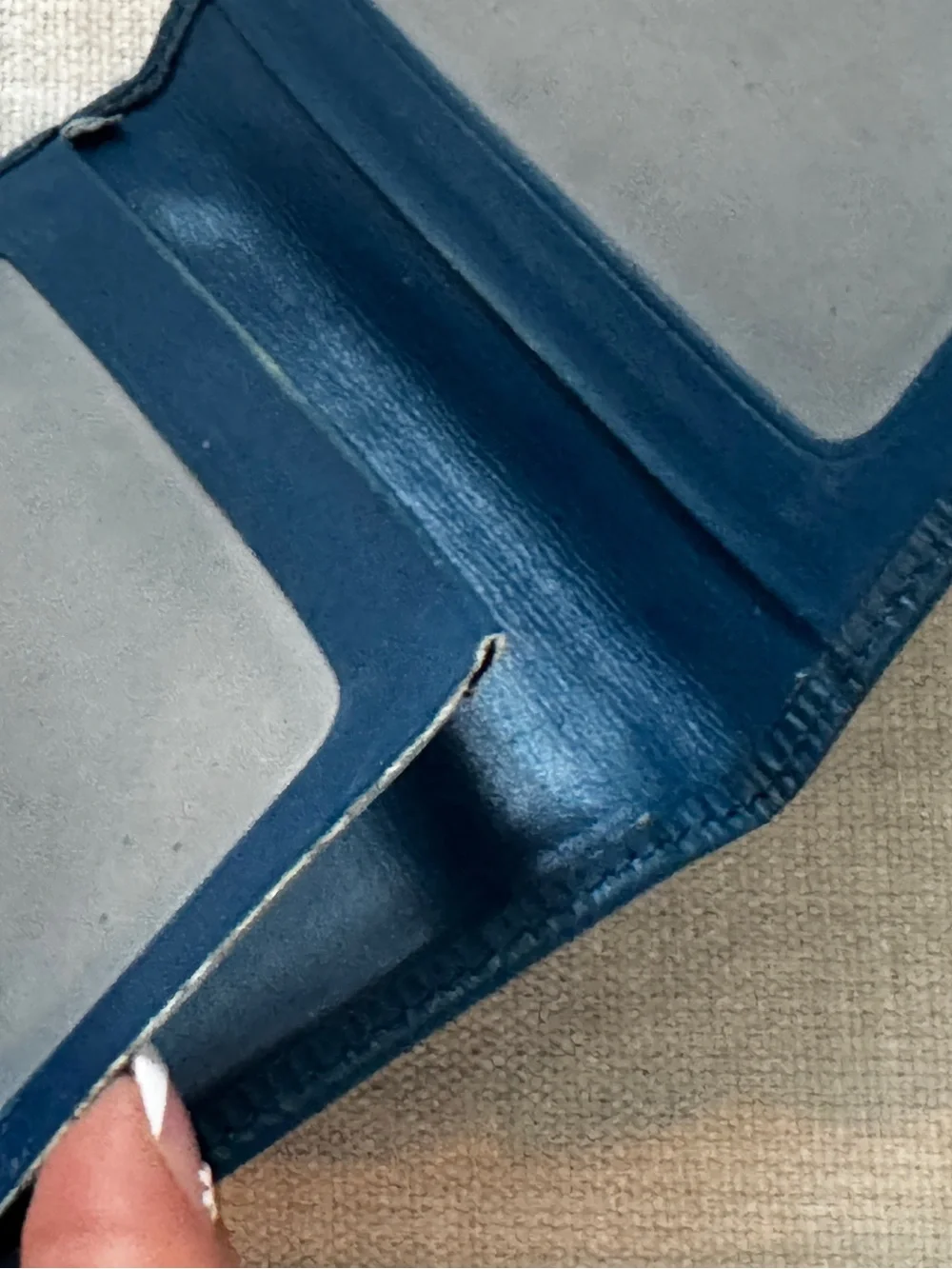 Louis Vuitton Vintage Blue Epi Leather Bifold ID Card Holder Wallet